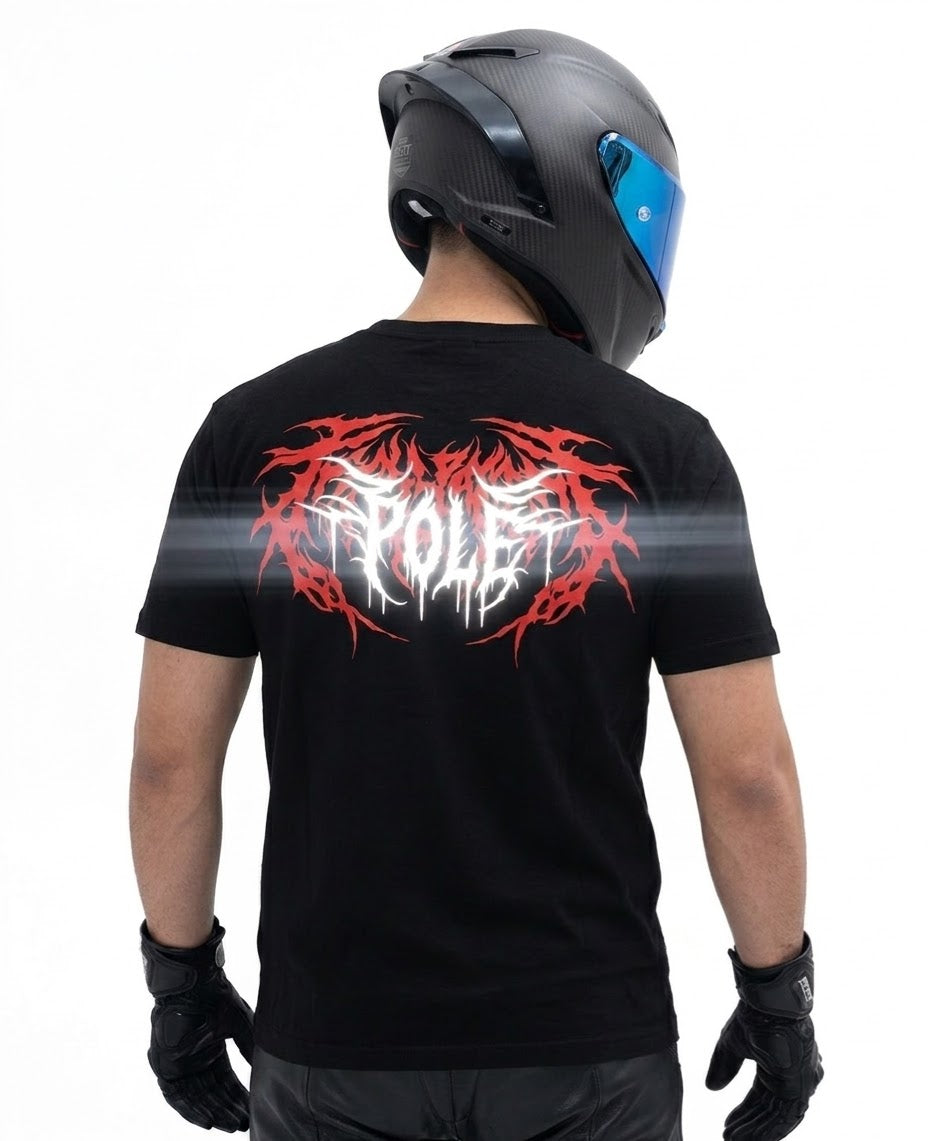 POLE reflective shirt photographed from the back